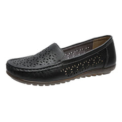 Geperforeerde loafers met soepele zolen voor dames, Zwart