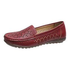 Geperforeerde loafers met soepele zolen voor dames, Rood