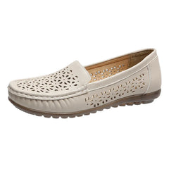 Geperforeerde loafers met soepele zolen voor dames, Beige