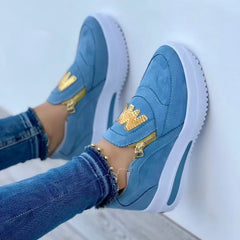 Loafers met plateauzool en rits voor dames, Blauw