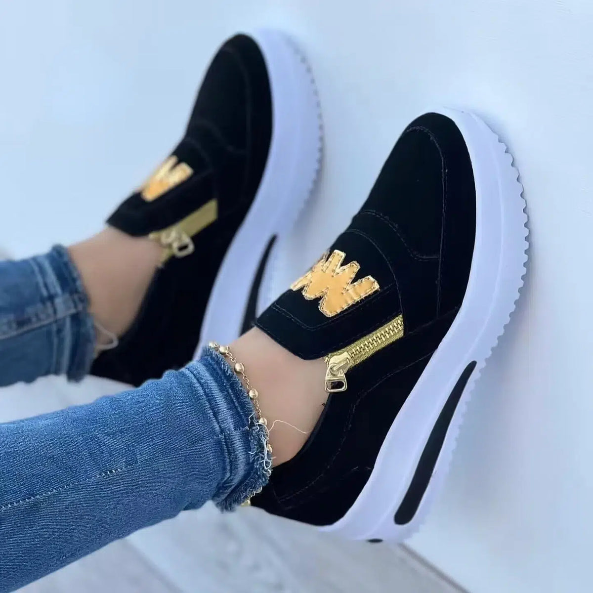 Loafers met plateauzool en rits voor dames