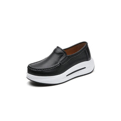 Loafers met dikke zool voor dames van synthetisch leer, Zwart