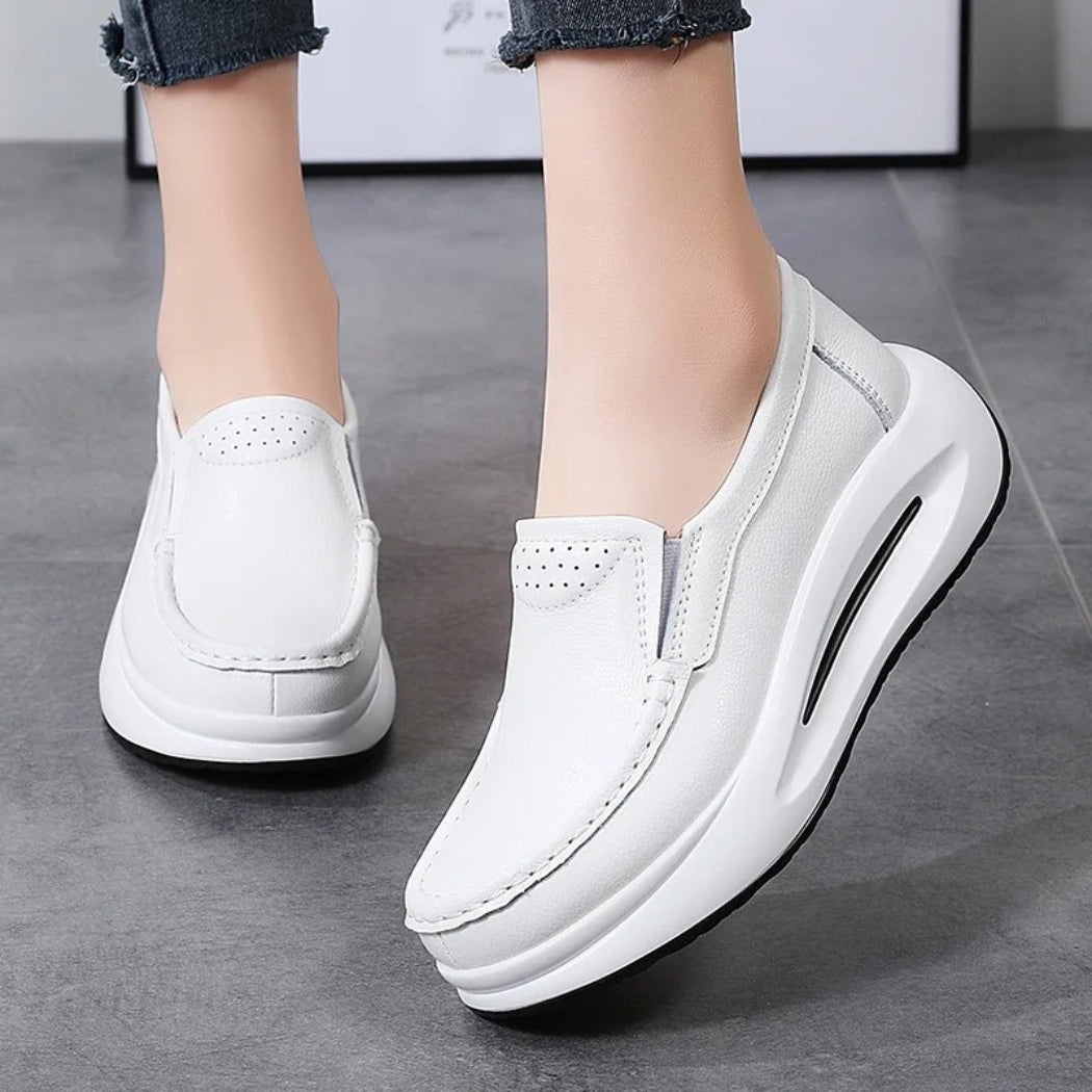 Loafers met dikke zool voor dames van synthetisch leer