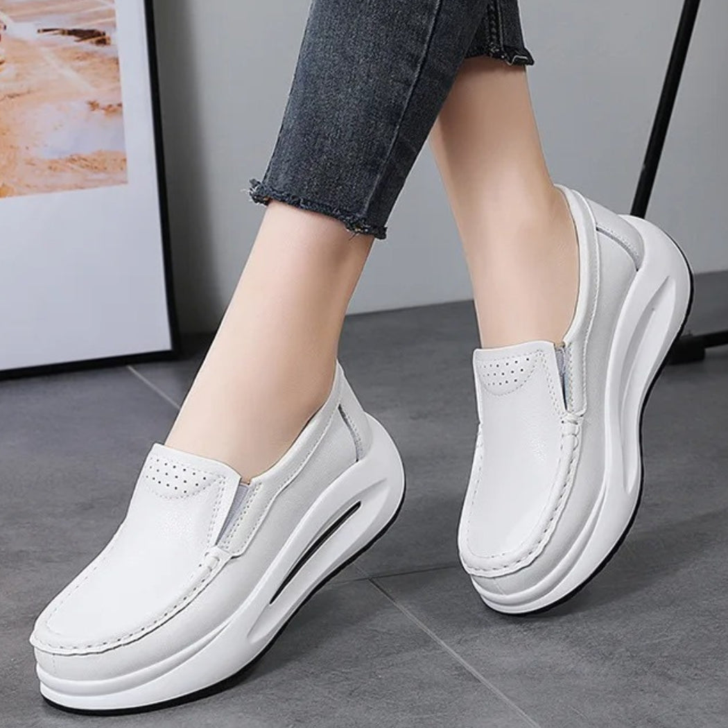Loafers met dikke zool voor dames van synthetisch leer