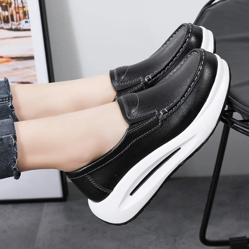 Loafers met dikke zool voor dames van synthetisch leer