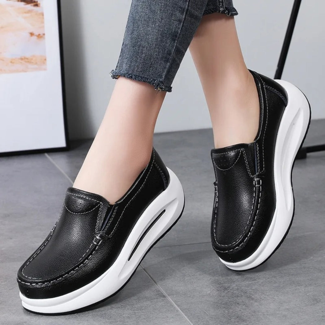 Loafers met dikke zool voor dames van synthetisch leer