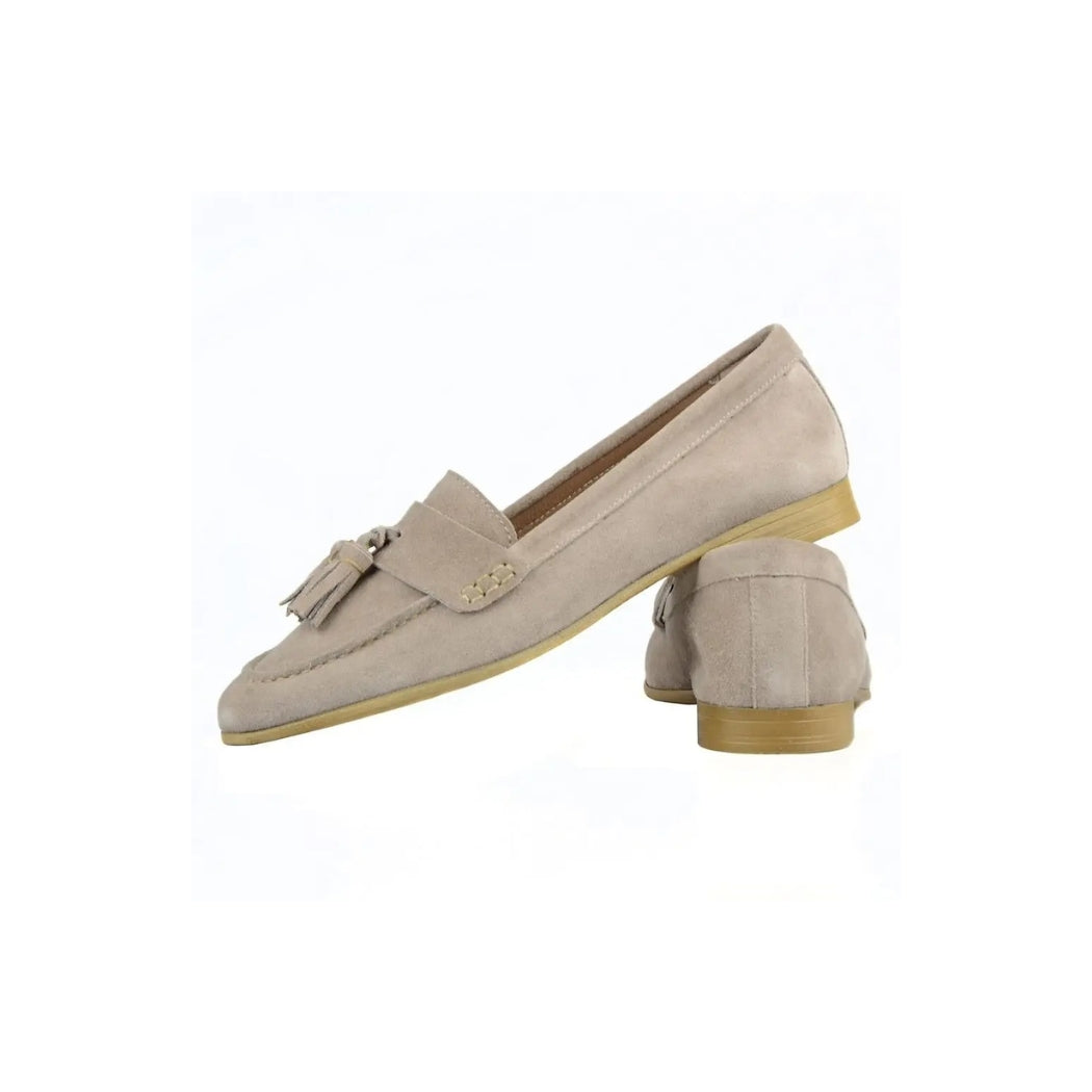 Dames loafers met kwastjes van suède met platte hak