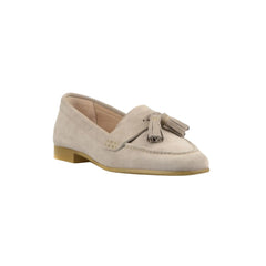 Dames loafers met kwastjes van suède met platte hak, Beige