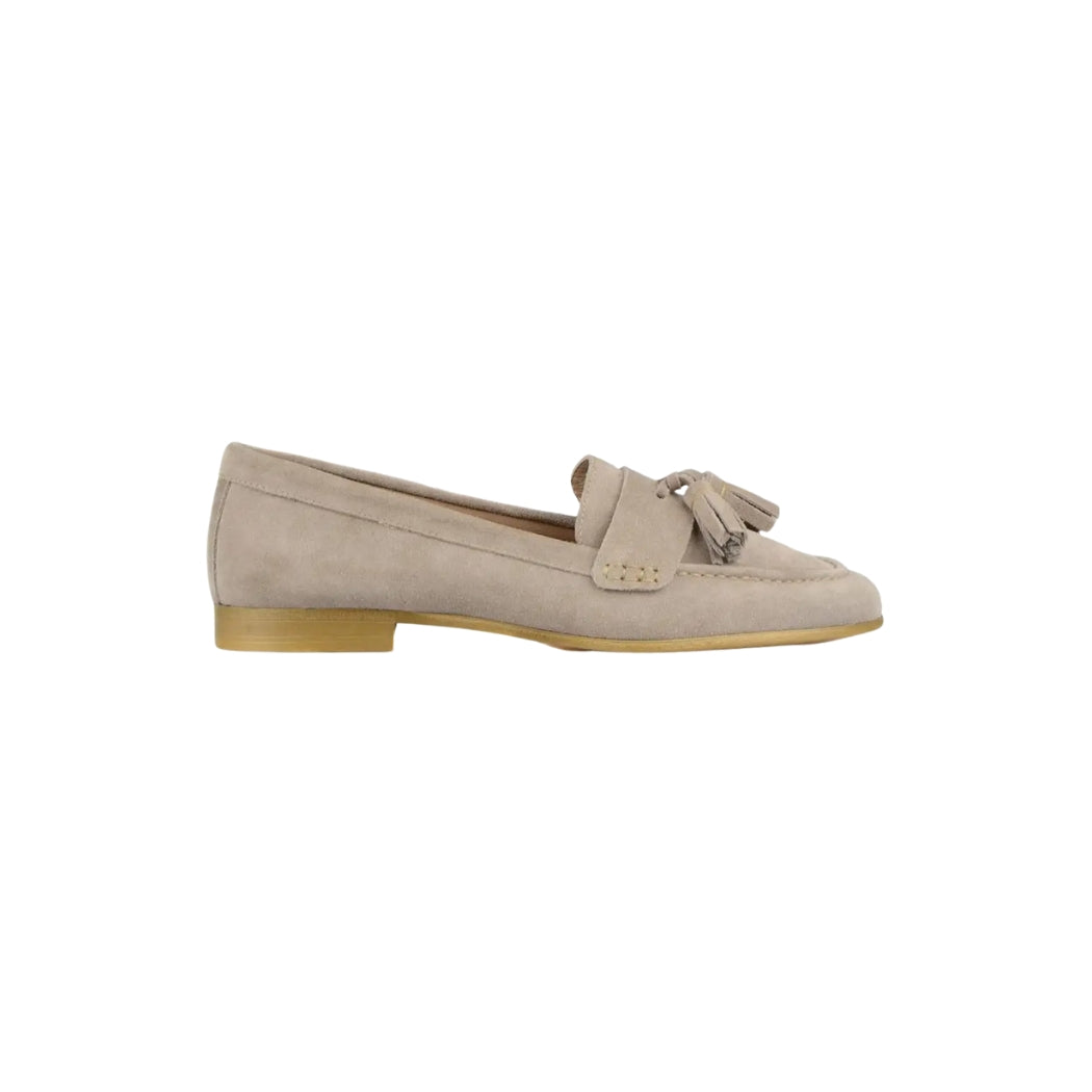 Dames loafers met kwastjes van suède met platte hak