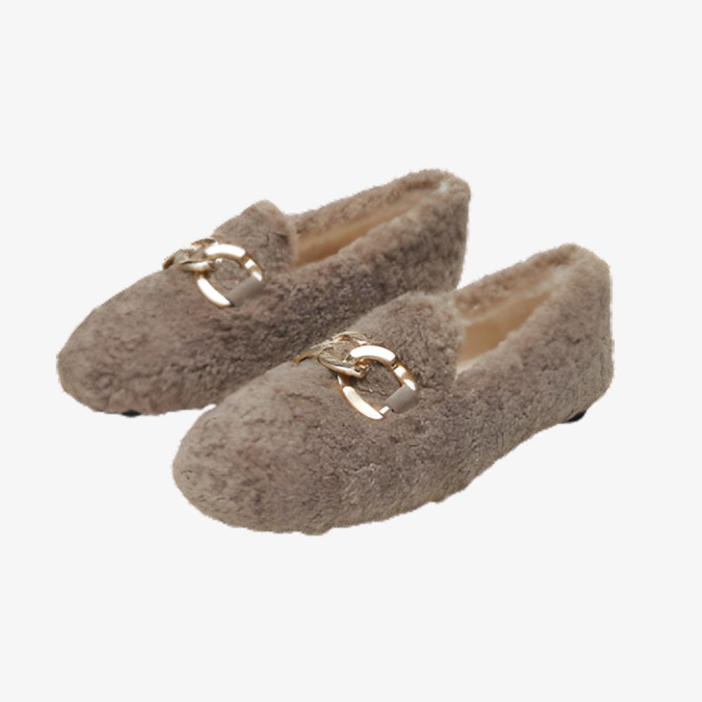 Soepele winter loafers met bouclé en bont voor dames