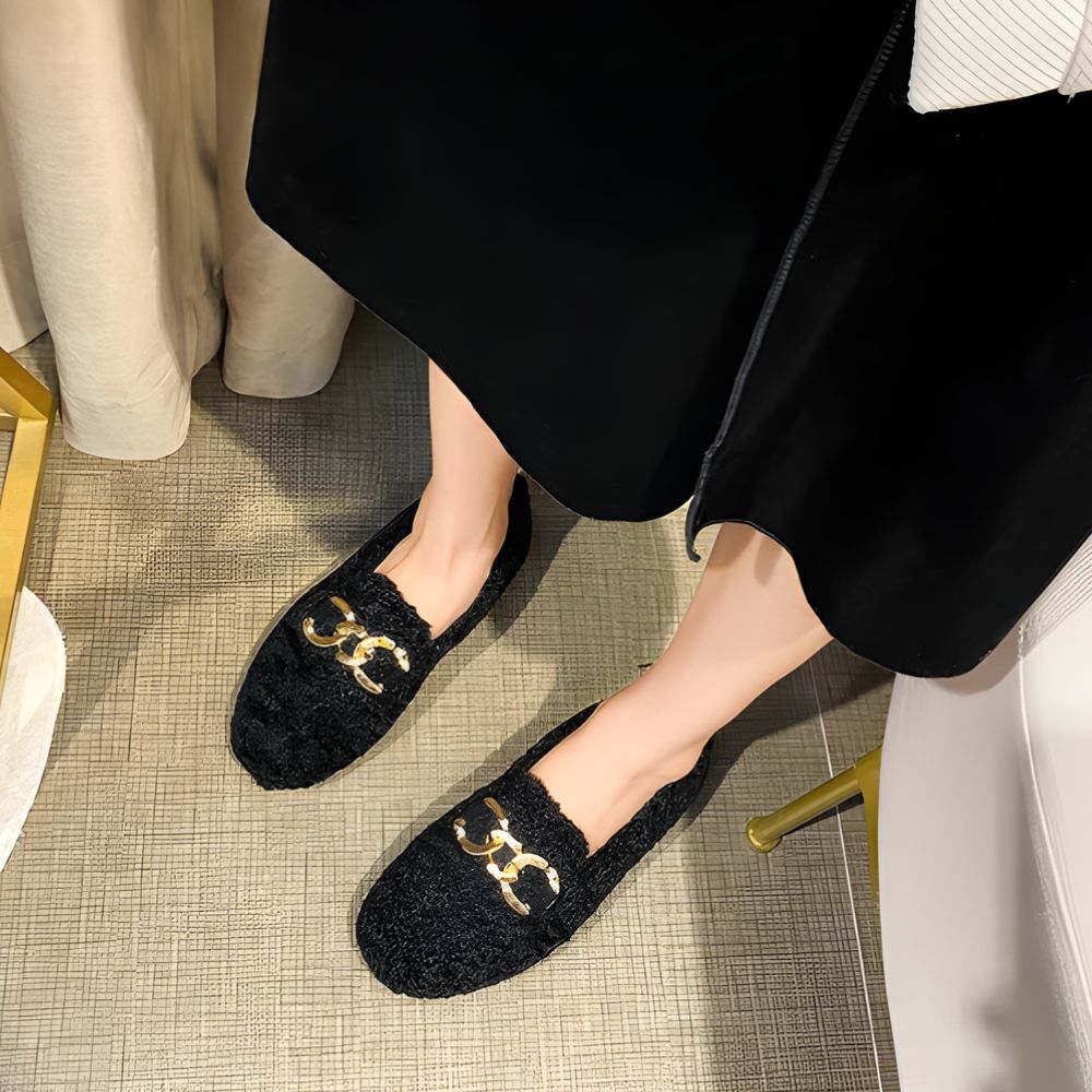 Soepele winter loafers met bouclé en bont voor dames