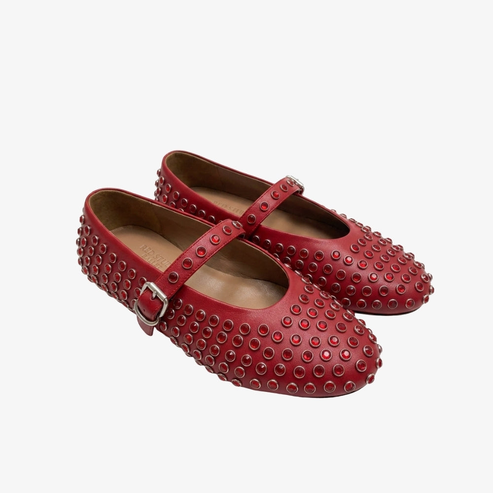 Mary Jane ballerina loafers voor dames met kristallen
