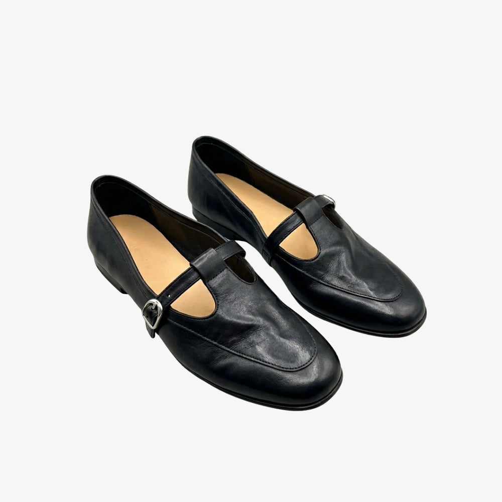 Vintage ballerina loafers voor dames van synthetisch leer