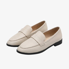 Minimalistische loafers voor dames van synthetisch leer, Wit