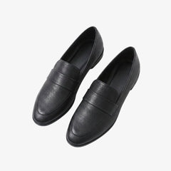 Minimalistische loafers voor dames van synthetisch leer, Zwart
