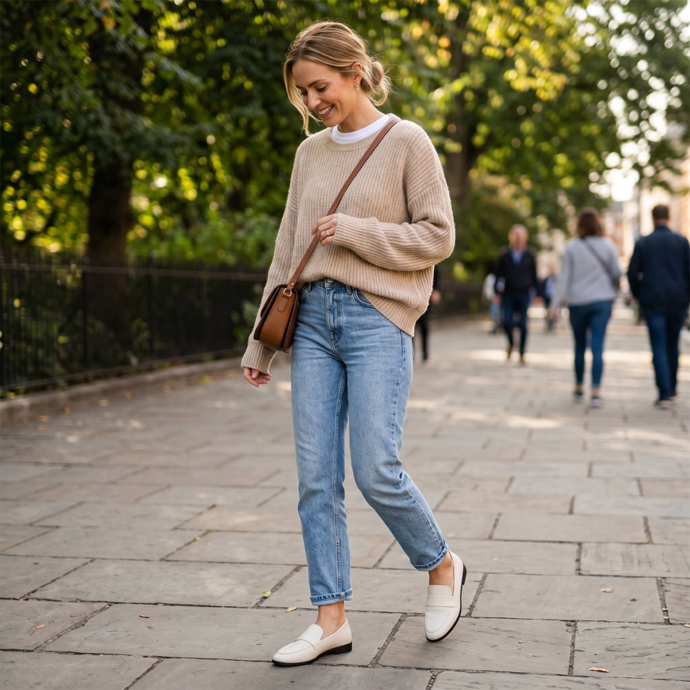 Minimalistische loafers voor dames van synthetisch leer