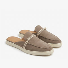 Loafer muiltjes van suèdeleer voor dames met zeemansknoop, Bruin