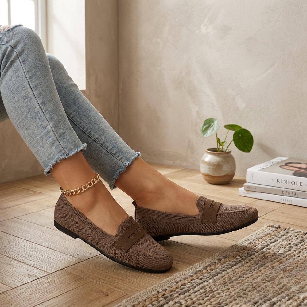 Zachte loafers voor dames van katoenen gebreid