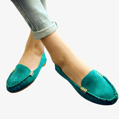 Loafers in fluweel-imitatieleer voor dames, Blauw