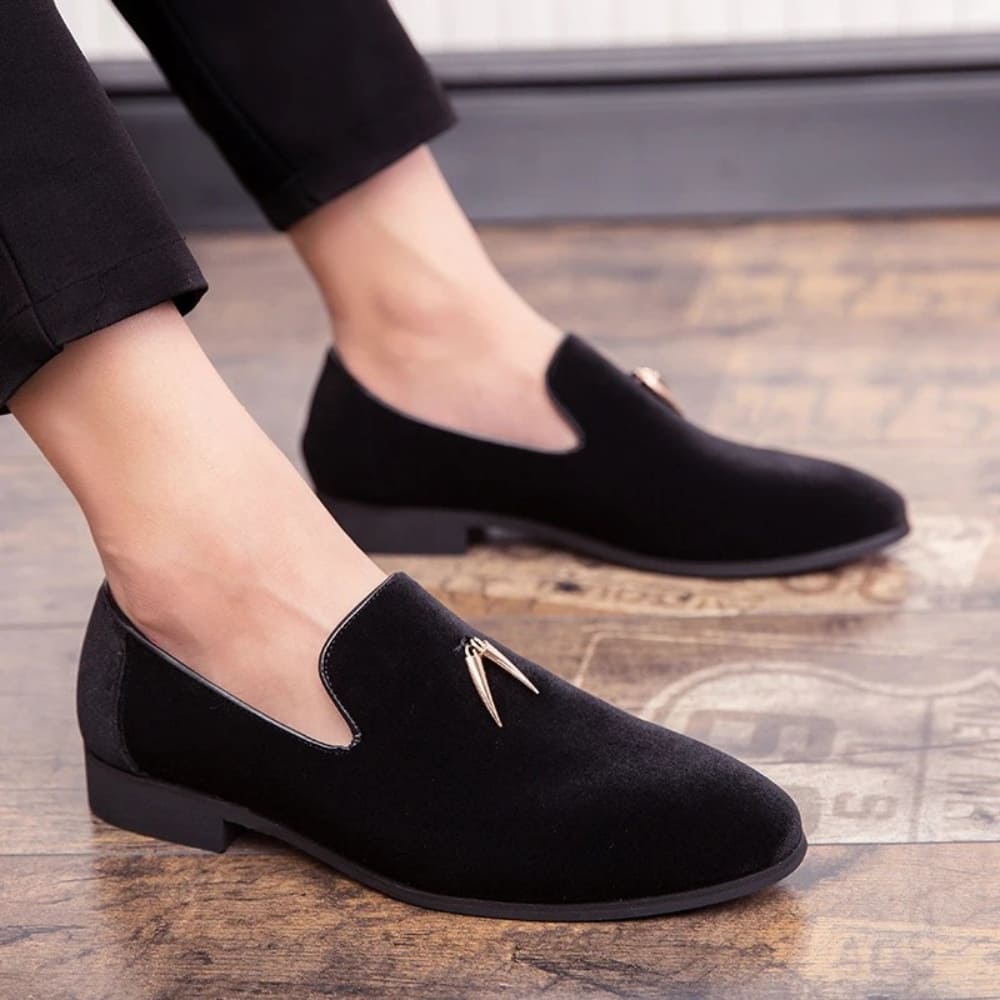 Damesloafers van fluweel met hak