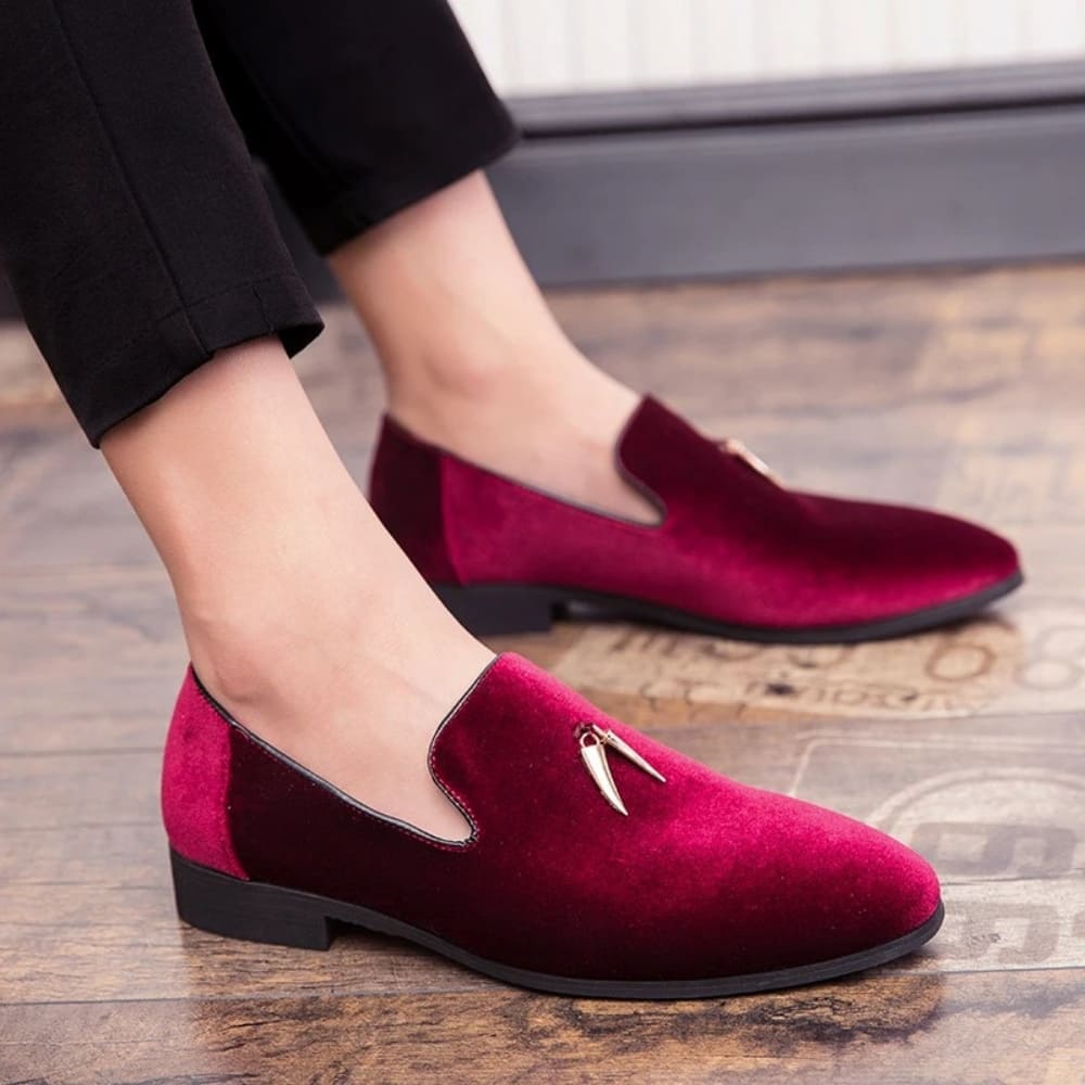 Damesloafers van fluweel met hak
