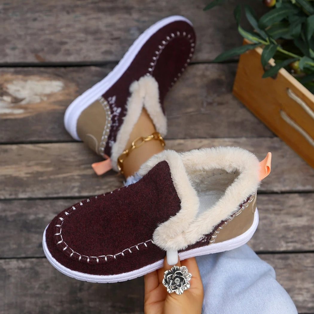 Warme gevoerde loafers van synthetisch suède voor dames