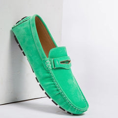 Comfortabele gekleurde suède loafers voor heren, Groen