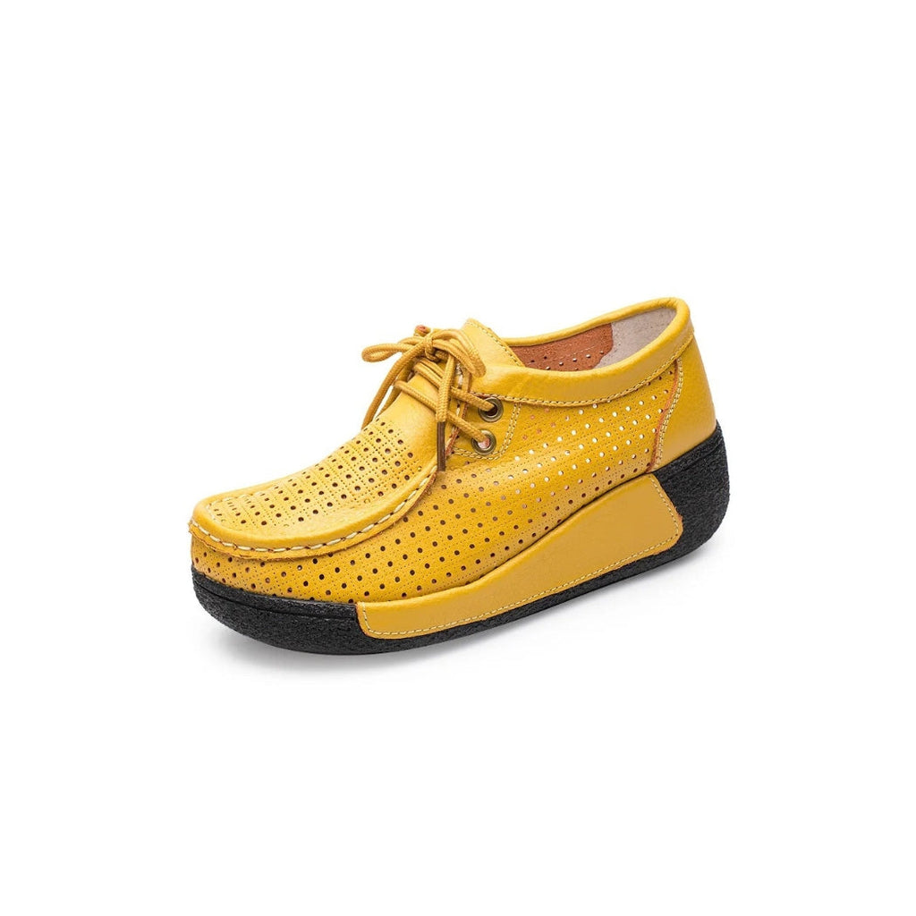 Leren dames loafers met plateauzool