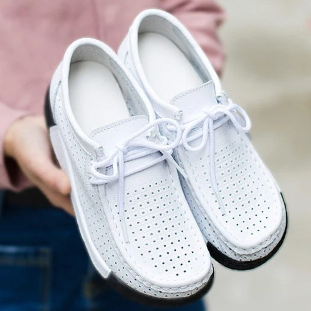 Leren dames loafers met plateauzool