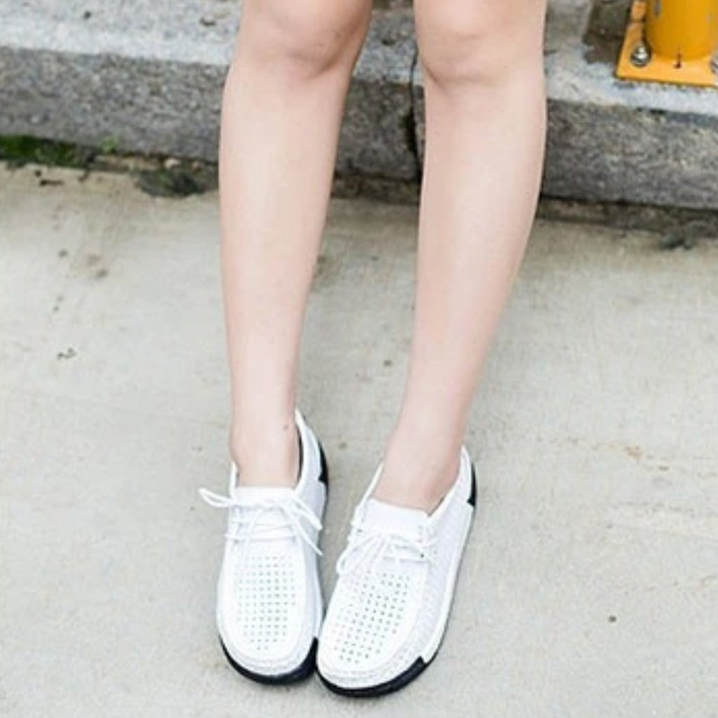 Leren dames loafers met plateauzool