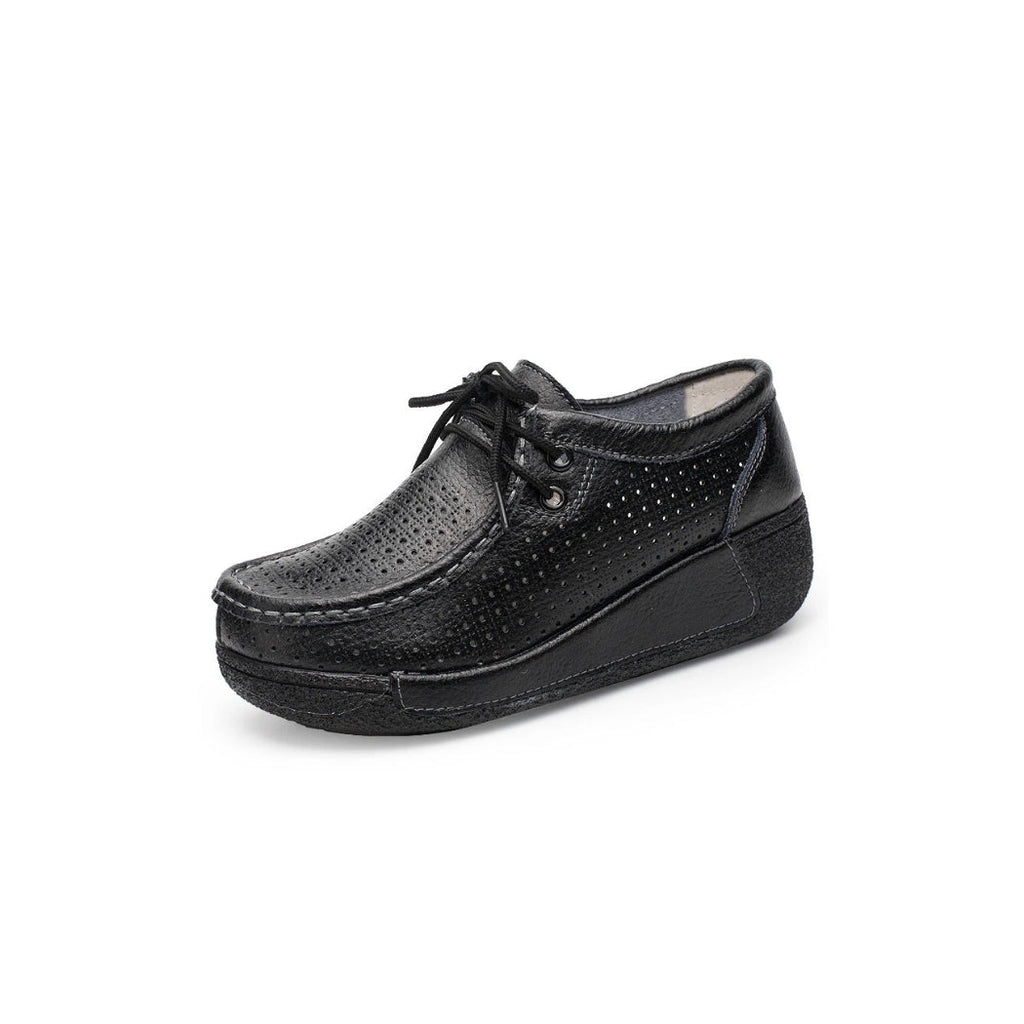Leren dames loafers met plateauzool