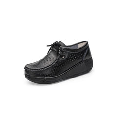 Leren dames loafers met plateauzool, Zwart