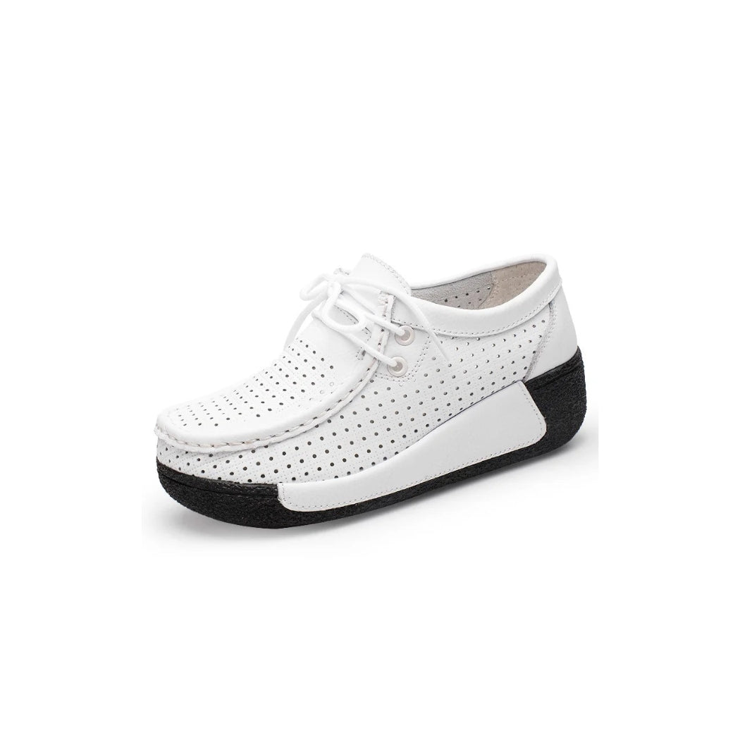 Leren dames loafers met plateauzool
