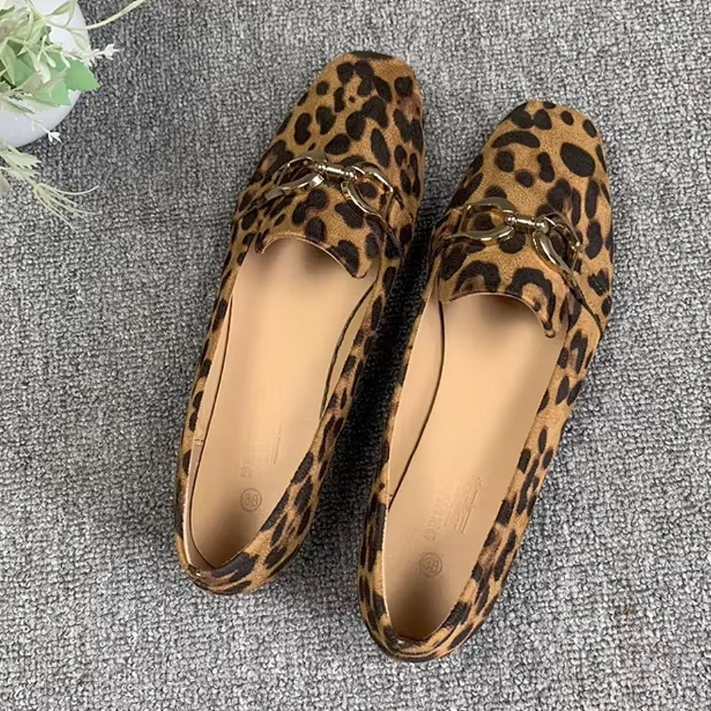 Leopard loafer met ketting voor dames