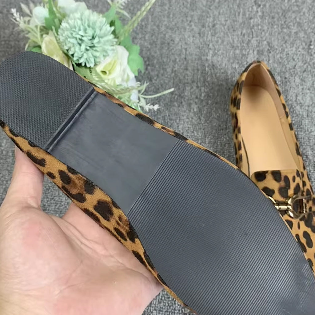 Leopard loafer met ketting voor dames