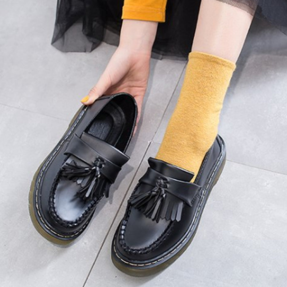 Loafers met kwastjes en franjes van synthetisch leer voor dames