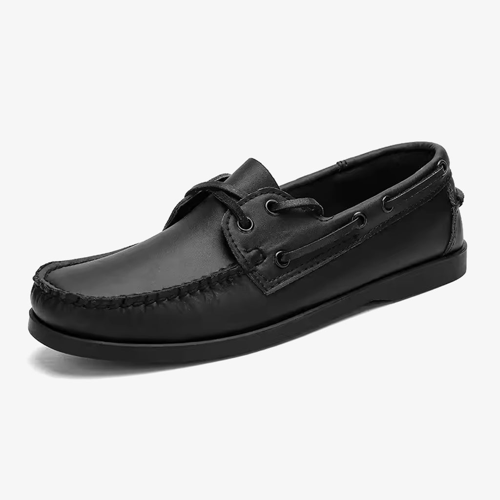 Bootschoen-loafer van zwart leer