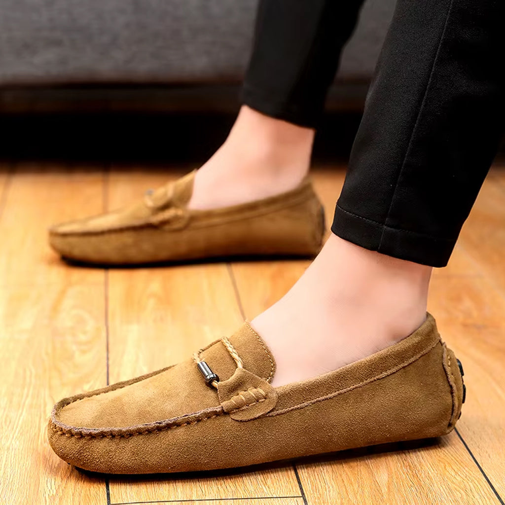 Bootschoen loafer in suède voor heren
