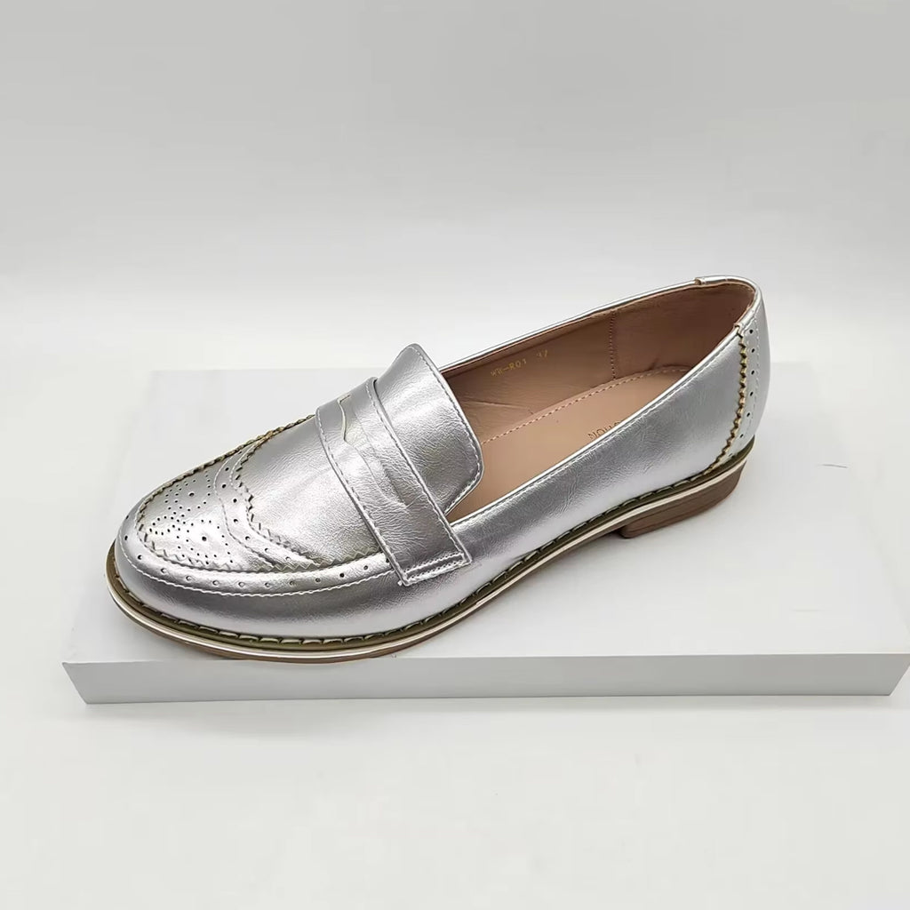 Chique zilveren loafer voor dames