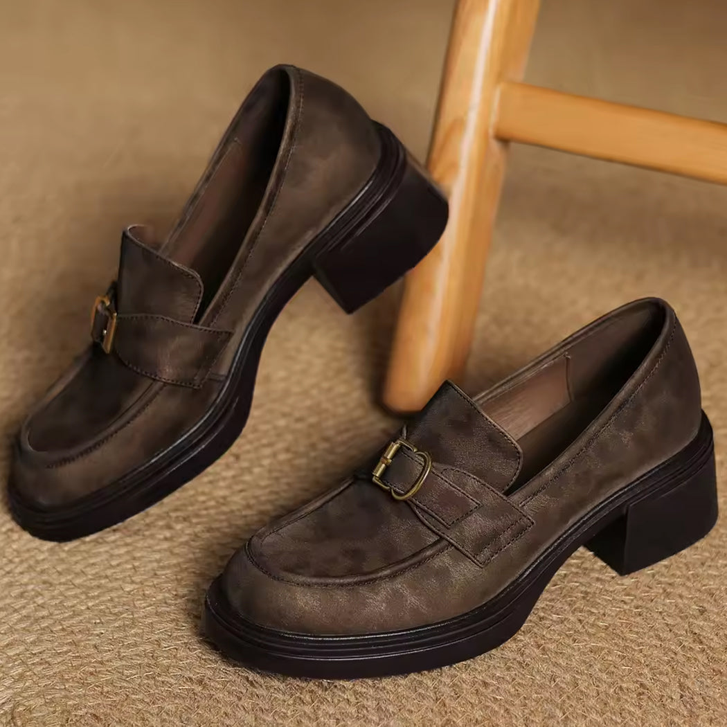 Luipaardprint loafer in leer