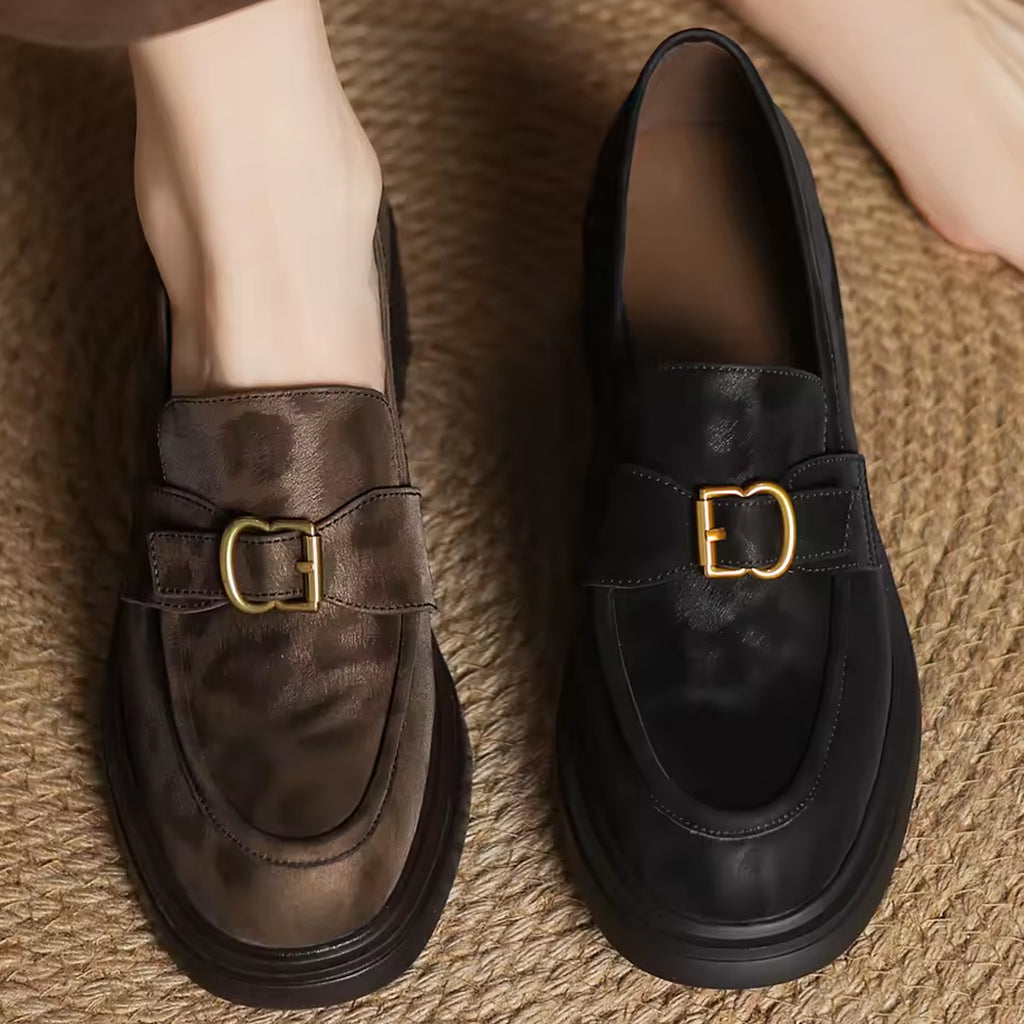 Luipaardprint loafer in leer