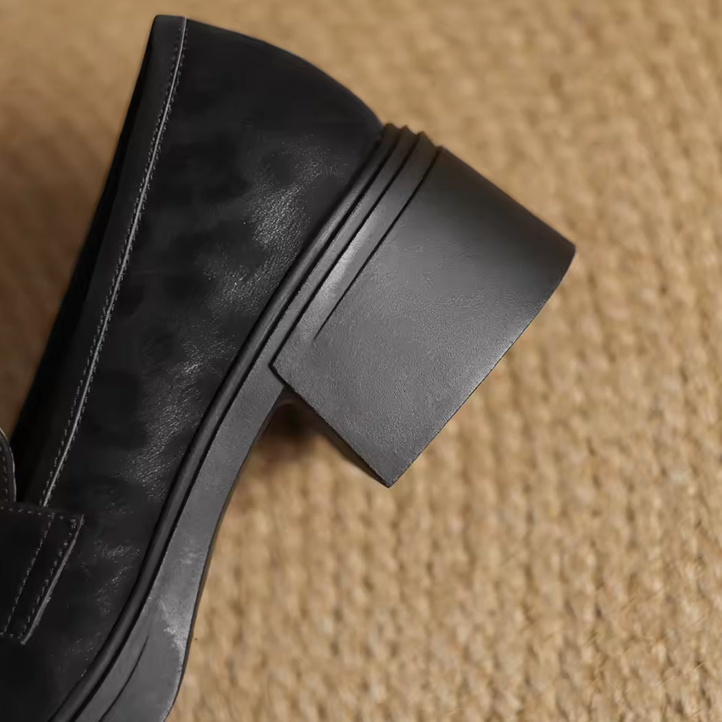 Luipaardprint loafer in leer