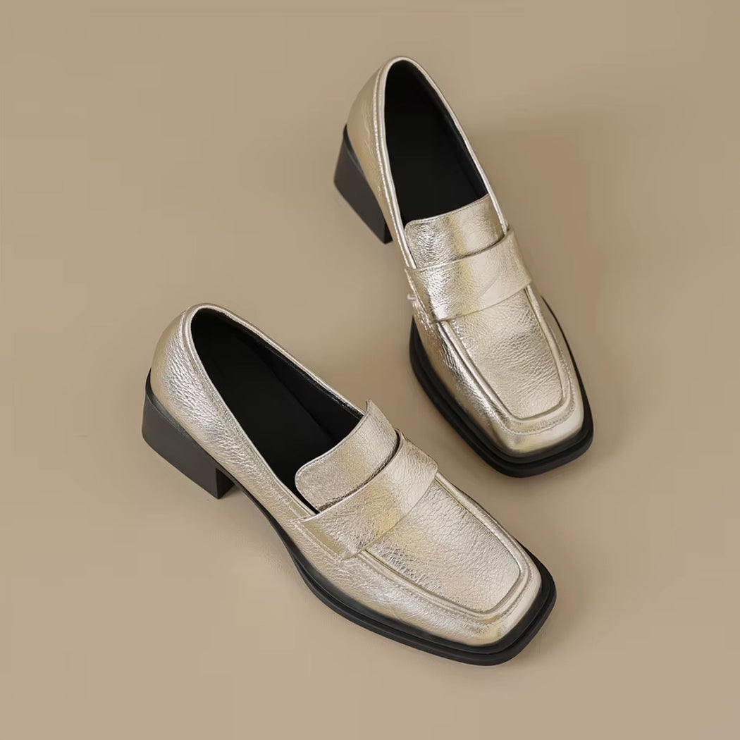 Gouden loafer met hak voor dames