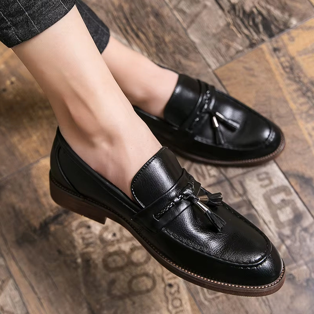 Elegante leren loafer met kwastje voor heren