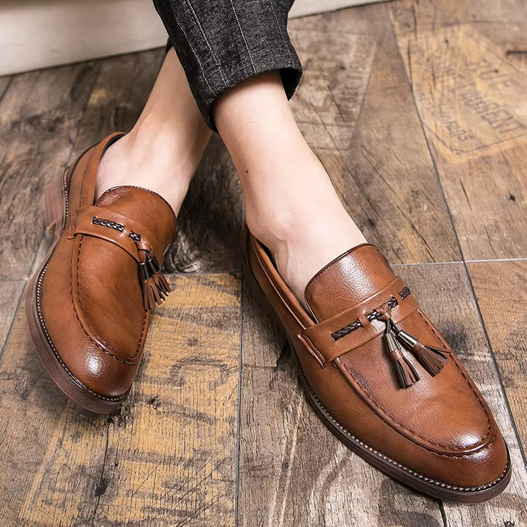 Elegante leren loafer met kwastje voor heren
