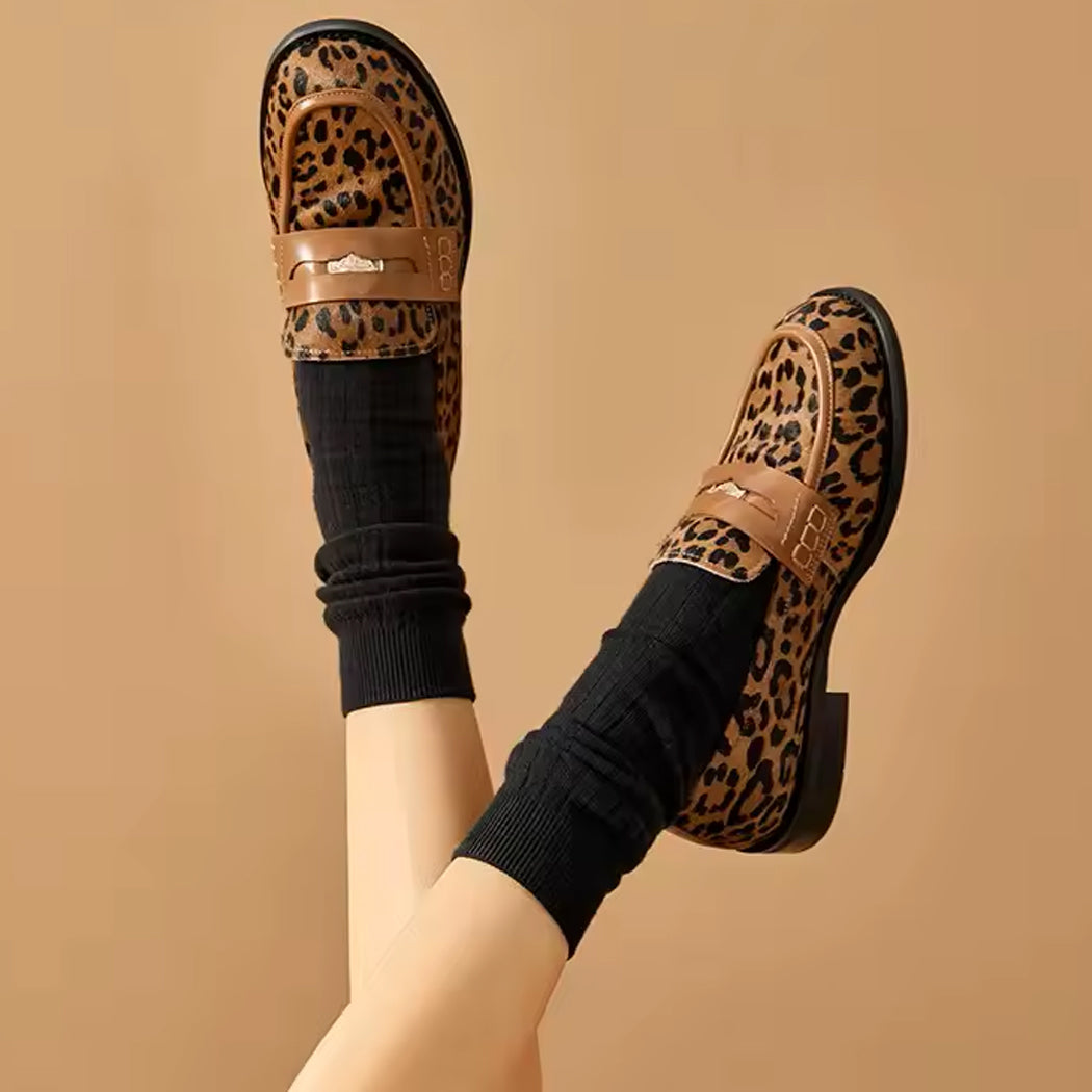 Leopard loafer in leer voor dames
