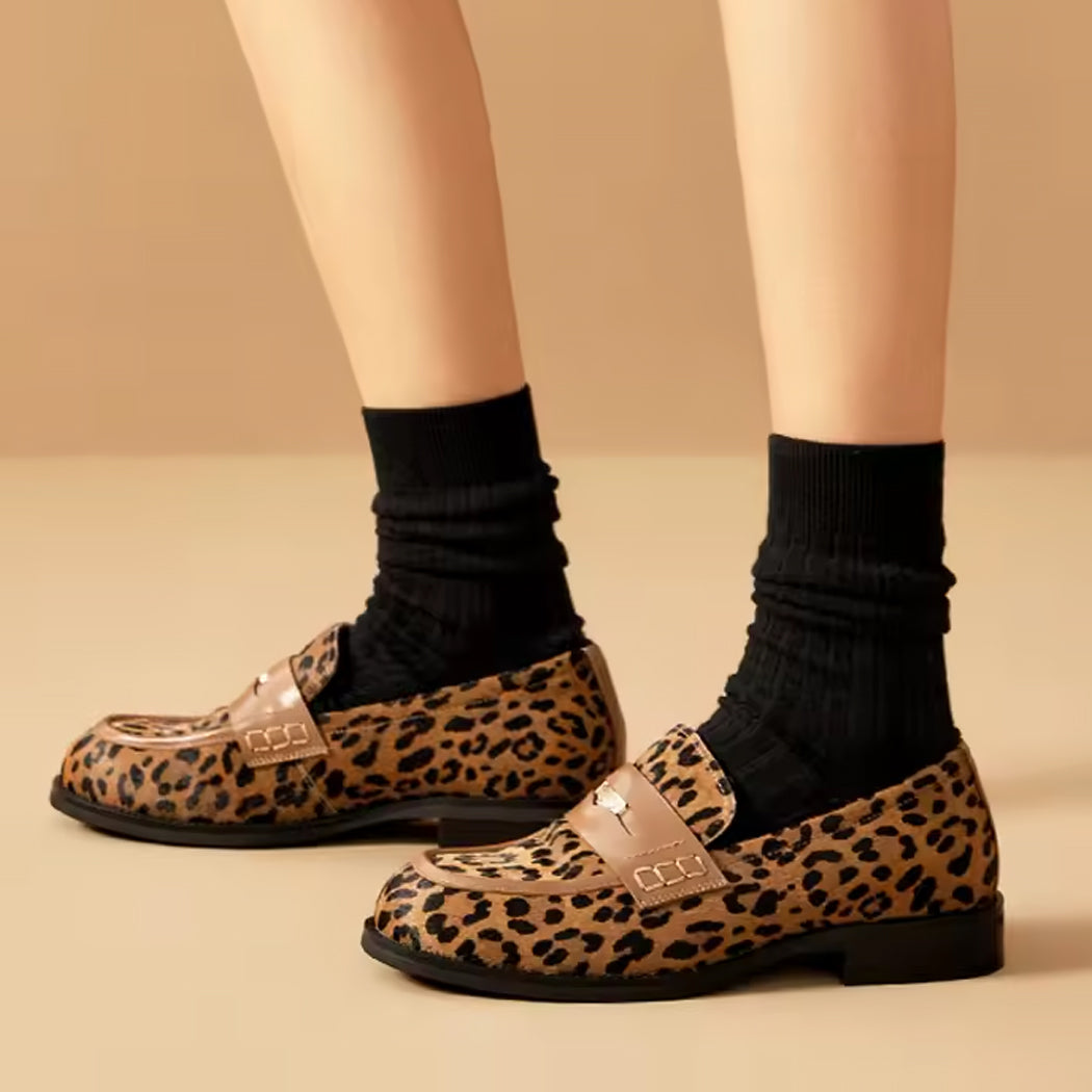 Leopard loafer in leer voor dames