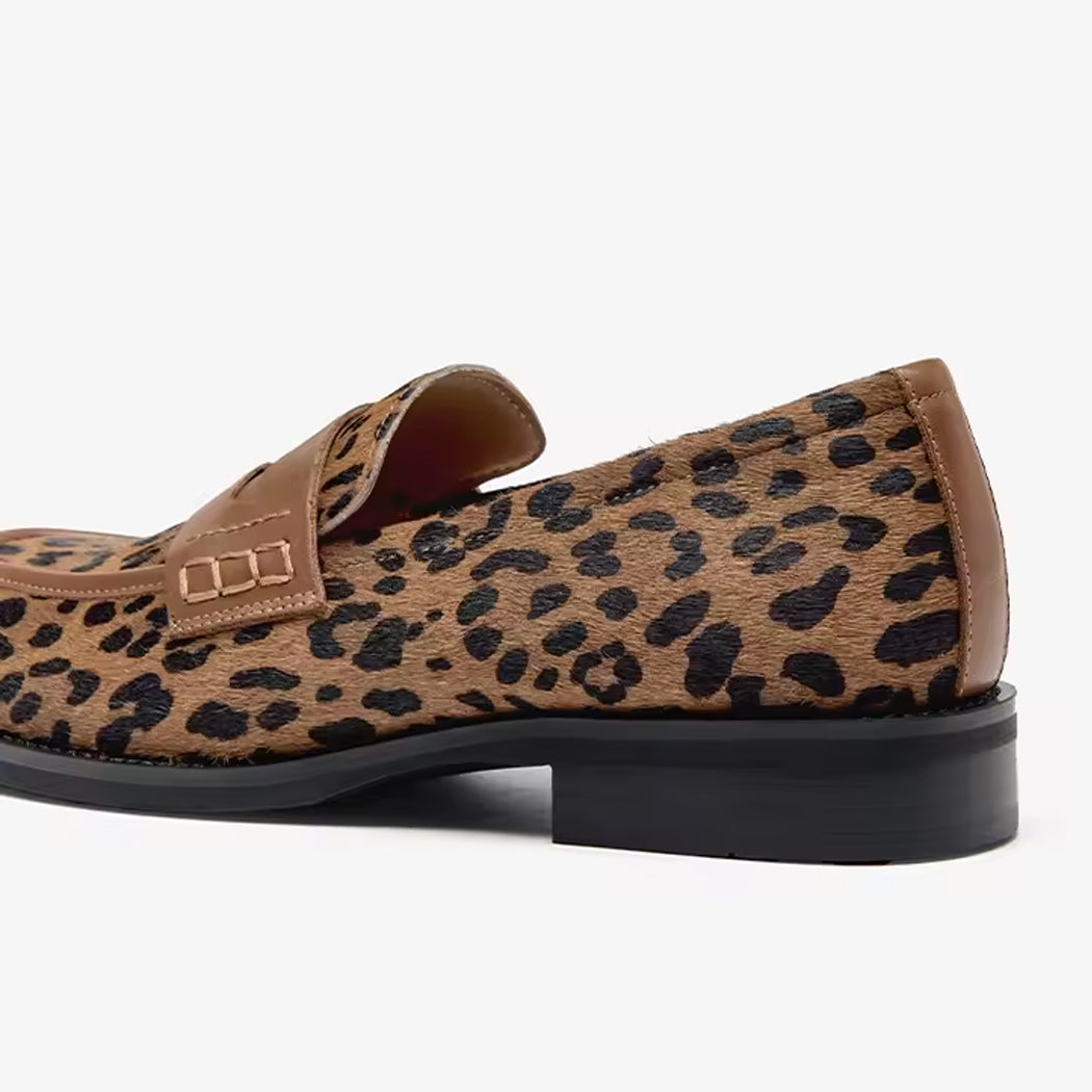 Leopard loafer in leer voor dames