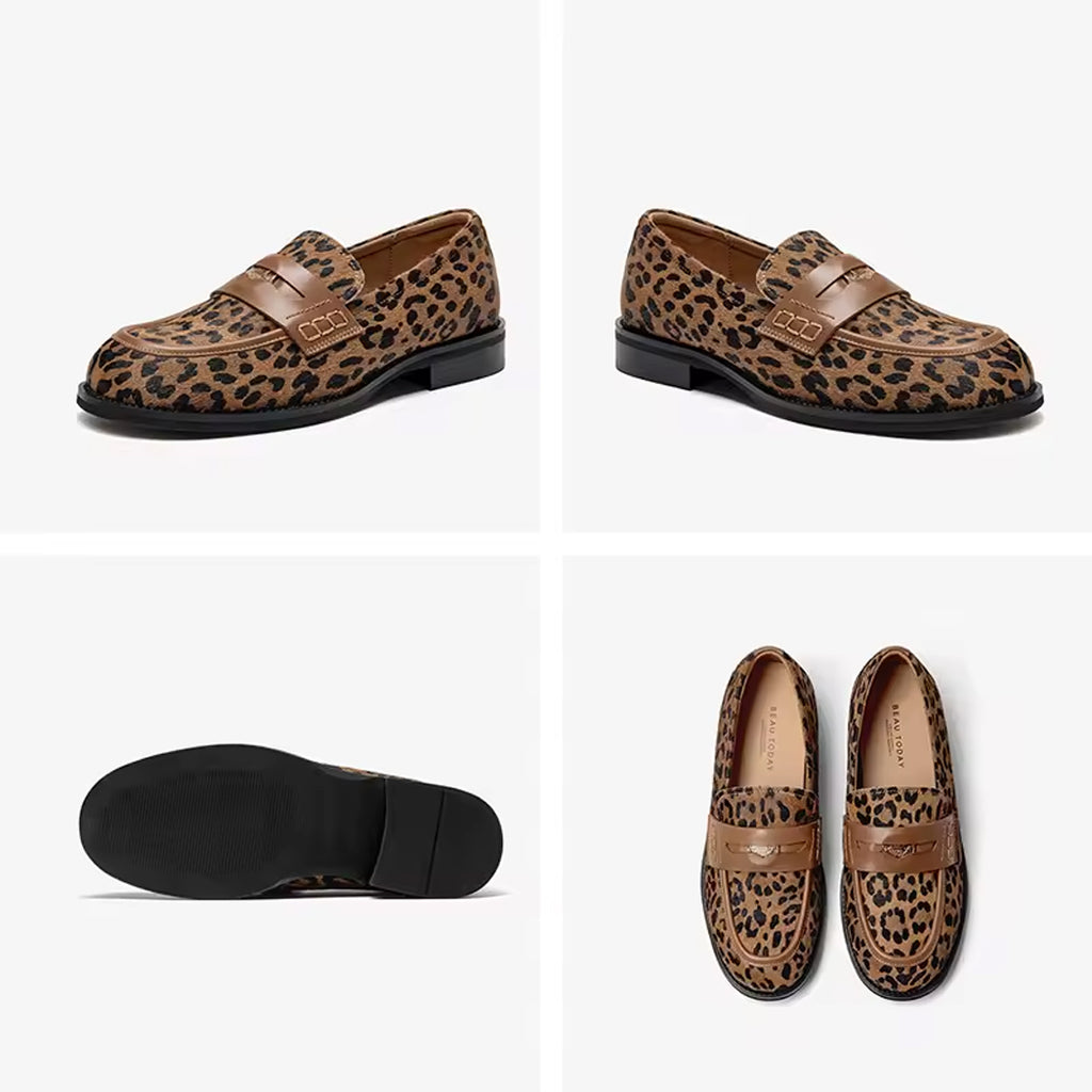 Leopard loafer in leer voor dames