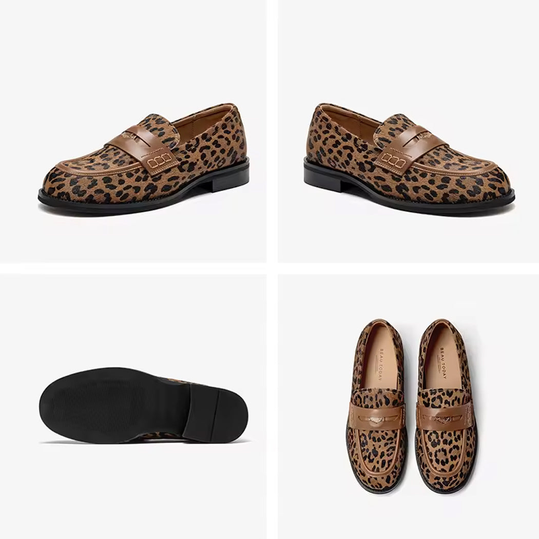 Leopard loafer in leer voor dames